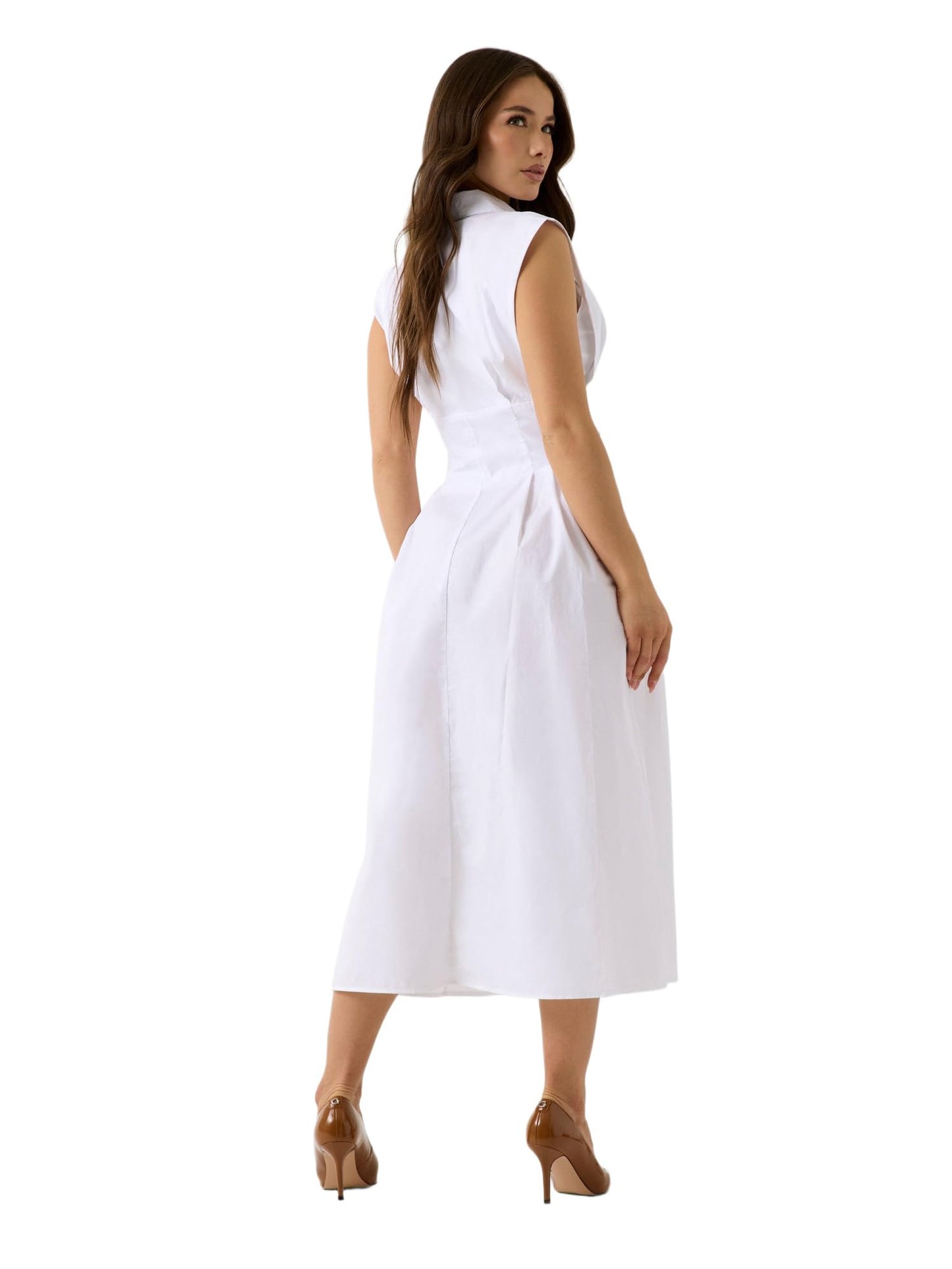 GUESS Langes Hemdkleid, Reines Weiß, 36