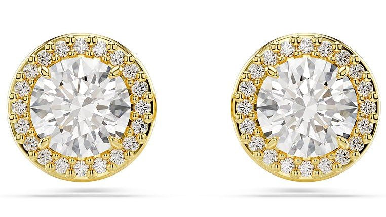 Swarovski Una Angelic Ohrstecker, Vergoldete Ohrringe mit Strahlenden Swarovski Kristallen im Rundschliff