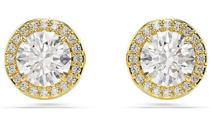 Swarovski Una Angelic Ohrstecker, Vergoldete Ohrringe mit Strahlenden Swarovski Kristallen im Rundschliff