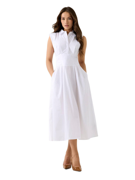GUESS Langes Hemdkleid, Reines Weiß, 36