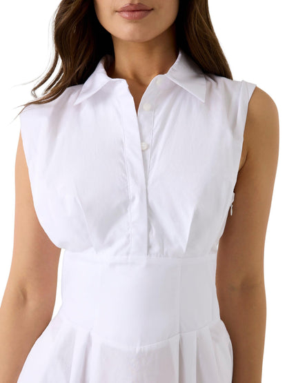 GUESS Langes Hemdkleid, Reines Weiß, 36
