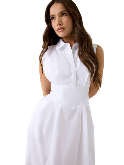 GUESS Langes Hemdkleid, Reines Weiß, 36
