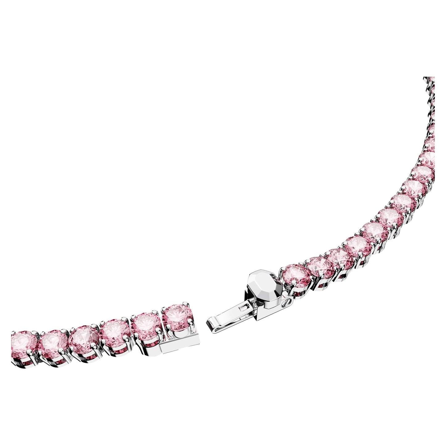 Swarovski Matrix Tennis Halskette, Rundschliff, Rosa, Rhodiniert