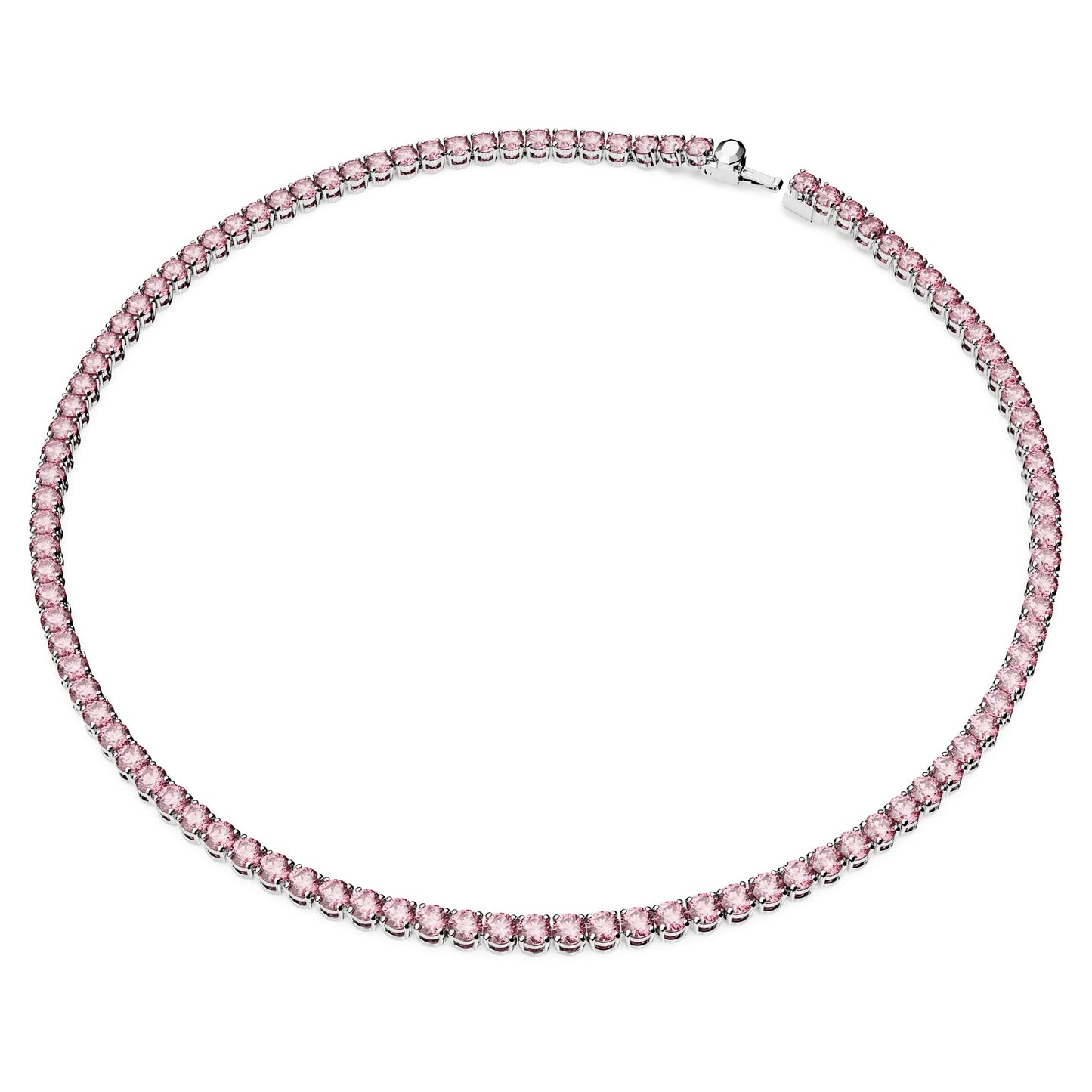 Swarovski Matrix Tennis Halskette, Rundschliff, Rosa, Rhodiniert