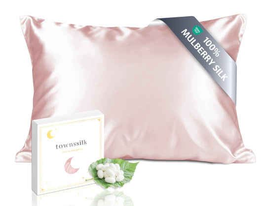 townssilk Beidseitig 100% 19mm Pure Maulbeerseide Kissenbezug für Haar und Haut Gesundheit, 1 Stück 40x80cm Größe Kissenbezug mit verstecktem Reißverschluss 600 Fadenzahl Dusty pink