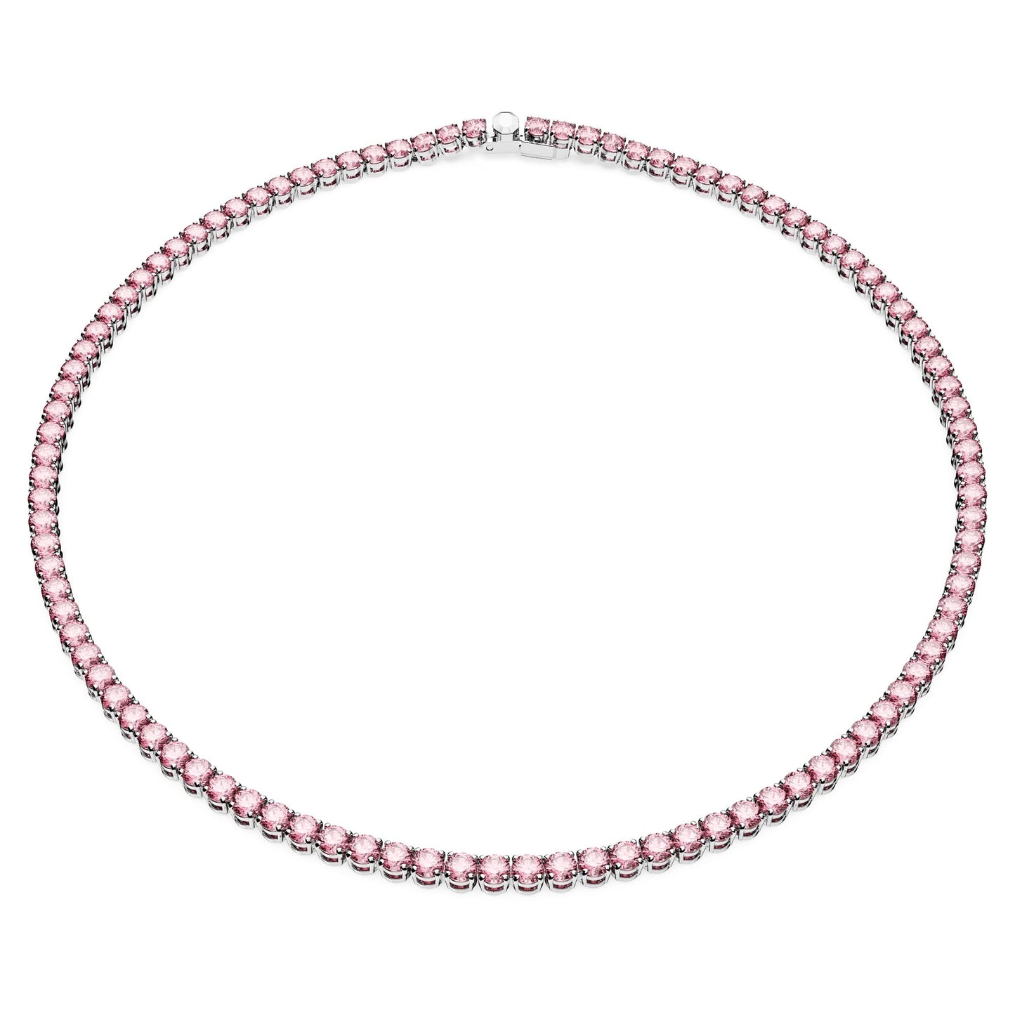 Swarovski Matrix Tennis Halskette, Rundschliff, Rosa, Rhodiniert